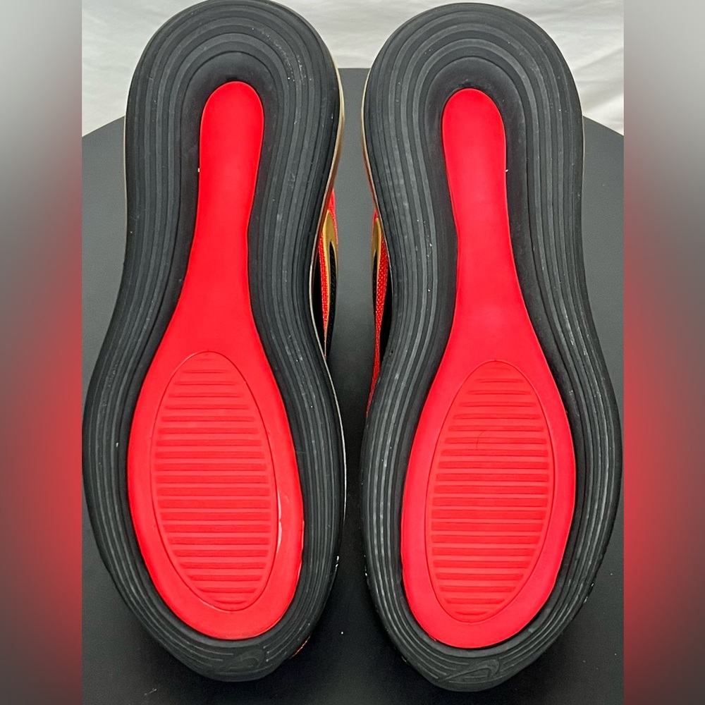 Nike Red and Gold Air Max 720 Sneakers Shoes Sporty Activewear Athletic Gym Run - Picture 14 of 15